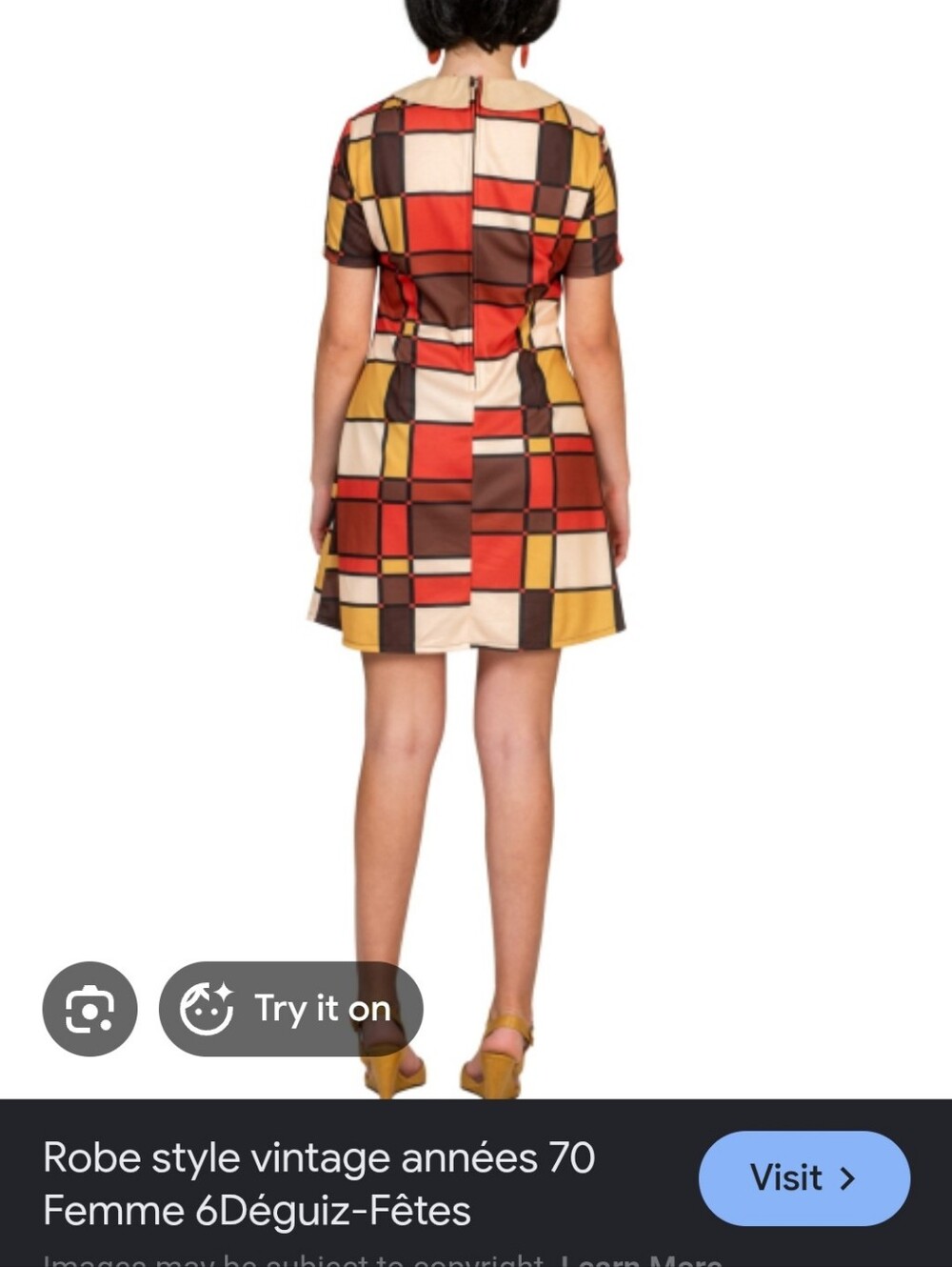 Brand NEW Costume - Geo-Block Mini Dress in Red, Brown & Mustard - Picture 2 of 7